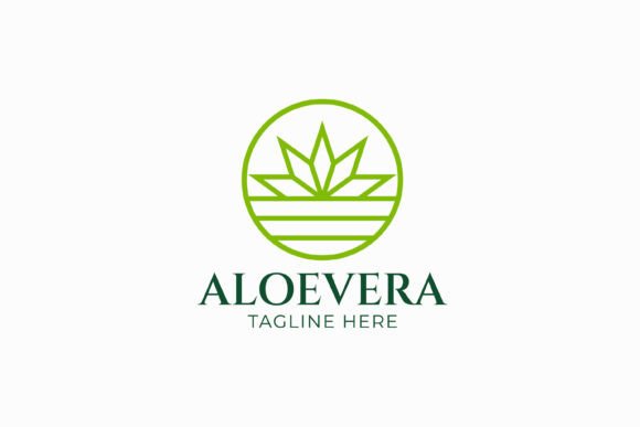 Abstract Aloe Vera Plant Logo Badge for Small Business Branding