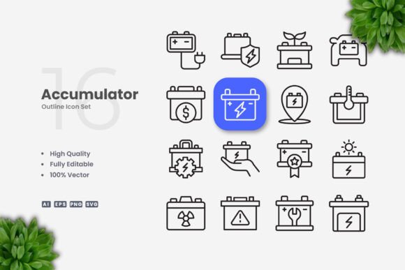 Accumulator Icons for Modern Graphic Design