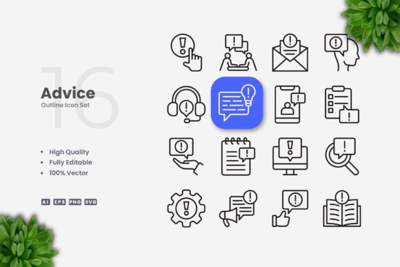 Advice Icons: Clean Graphics for Digital and Print Products