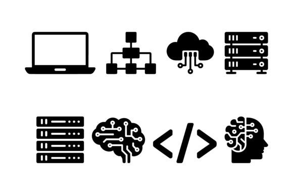 AI Data Science Icon Set for Crafts and Graphics