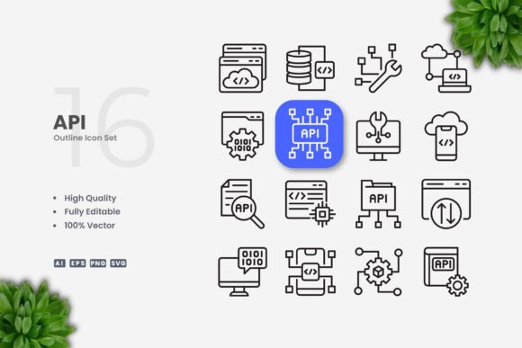 API Icons for Embroidery Projects