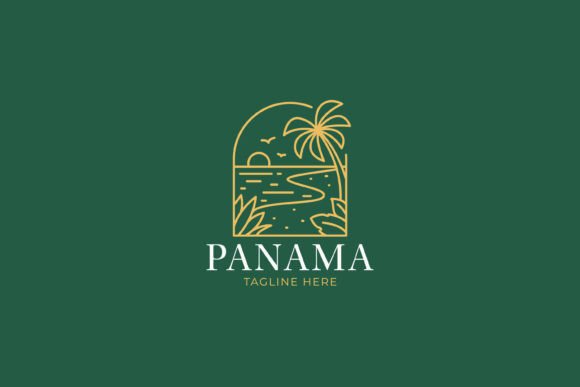 Beach Logo Panorama Abstract Linear Graphics for Logo Templates