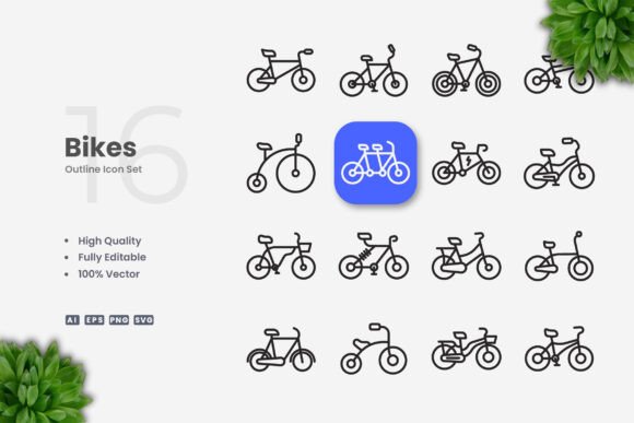 Bikes Icons – Clean Graphics for Modern Design