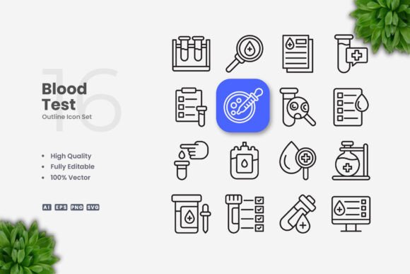 Blood Test Icons for Digital and Print Design