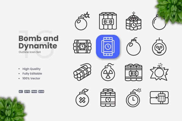 Bomb and Dynamite Icons – Modern Graphics for Bold Visuals