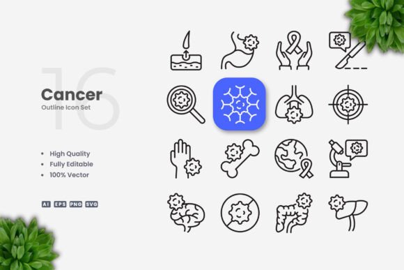 Cancer Icons - Clean Graphics for Modern Branding