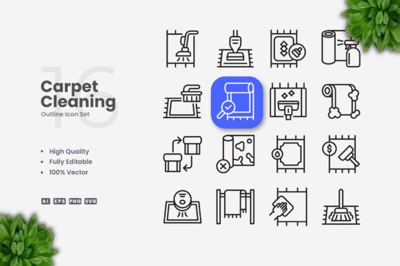 Carpet Cleaning Icons for Modern Branding and Packaging