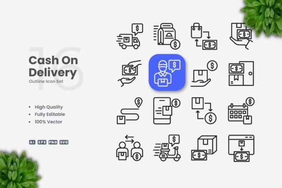 Cash on Delivery Icons for Small Business Branding