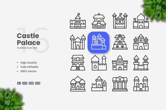 Castle Palace Icons – Clean Graphics for Handmade Creations