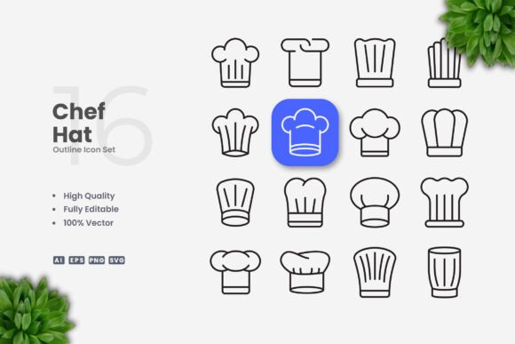 Chef Hat Icons - Modern Graphics for Clean Icon Design