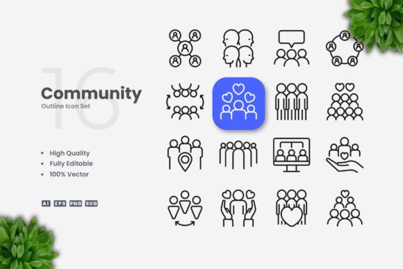 Community Icons: A Versatile Graphic Design Asset for Digital Sellers