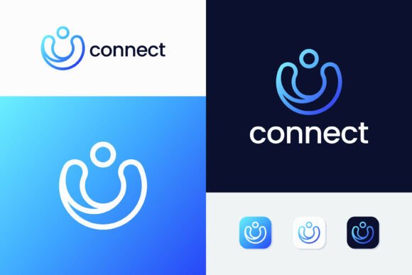 Connect People Support Icon Logo for Local Business Branding