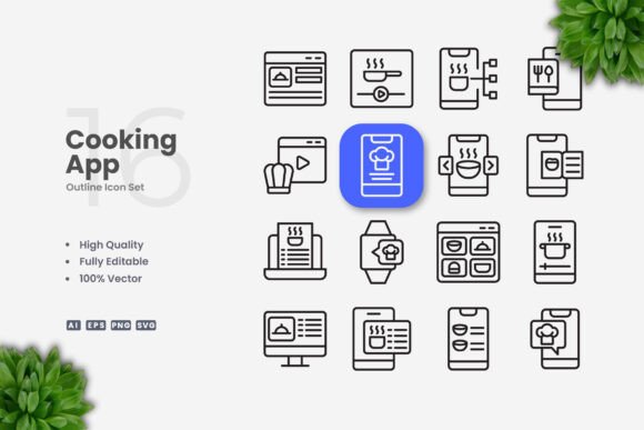 Cooking App Icons - Clean Graphics for Handmade Creations
