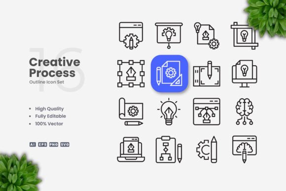 Creative Process Icons - Clean Graphics for Digital Sellers