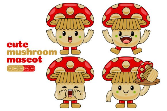 Cute Mushroom Mascot Vector Pack 01 Review