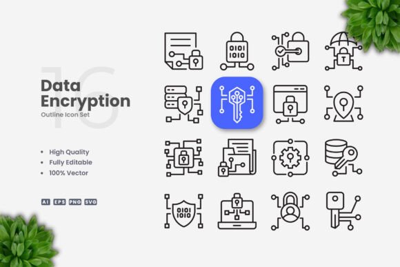Data Encryption Icons for Modern Design Projects