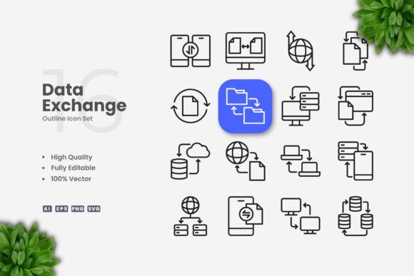 Data Exchange Icons for Local Business Branding