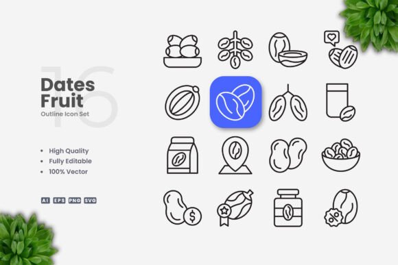 Dates Fruit Icons Review for Embroidery Projects
