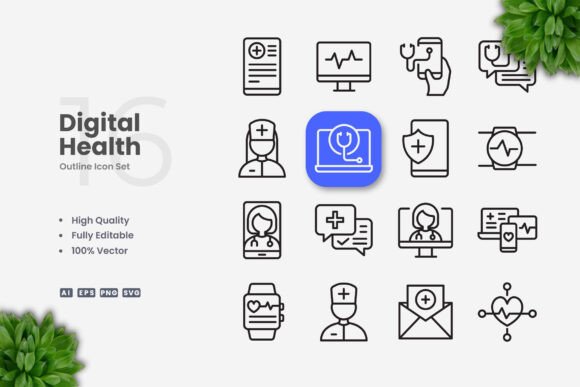 Digital Health Icons: Clean Graphics for Modern Branding