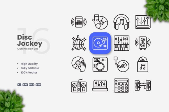 Disc Jockey Icons: A Versatile Graphic Design Asset for Sellers