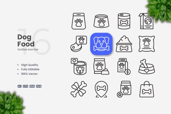 Dog Food Icons - Clean Graphics for Handmade Creations
