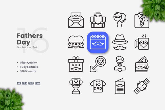 Fathers Day Icons - Clean Graphics for Branding