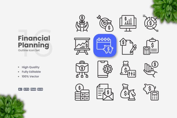 Financial Planning Icons: Clean Graphics for Modern Content