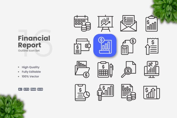 Financial Report Icons for Digital Product Creators