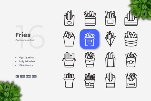 Fries Icons - Clean Graphics for Handmade Creations
