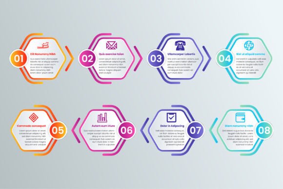 Hexagon Circle Arrow Infographic for Graphics and Infographics