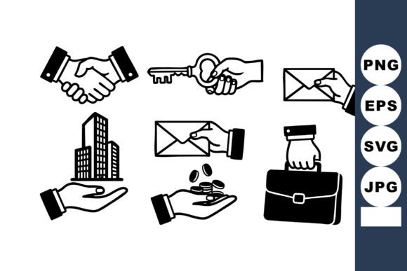 Minimal Business Icons Black Silhouettes for Crafts and Graphics