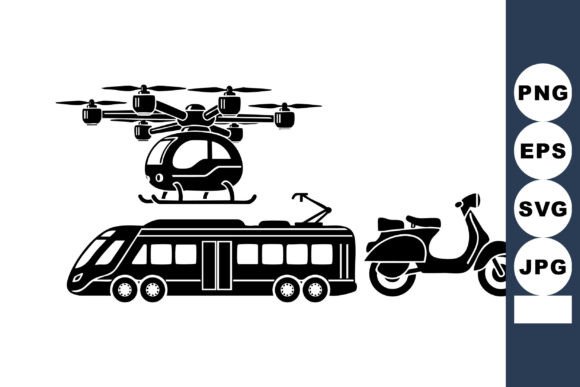 Minimal Transport Silhouette Trio for Crafts and Graphics
