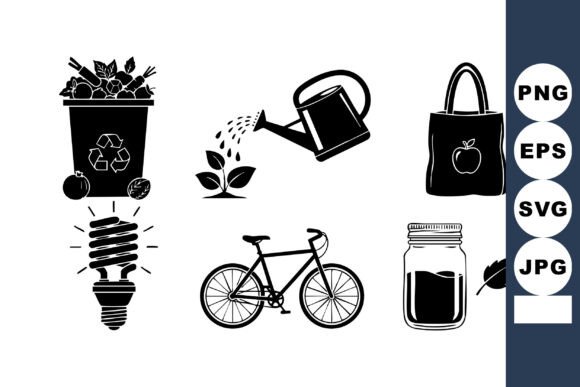 Minimalist Eco Icon Set for Crafts and Graphics