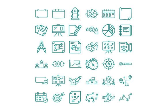 Planning Outline Icon Set for Modern Web and Editorial Design