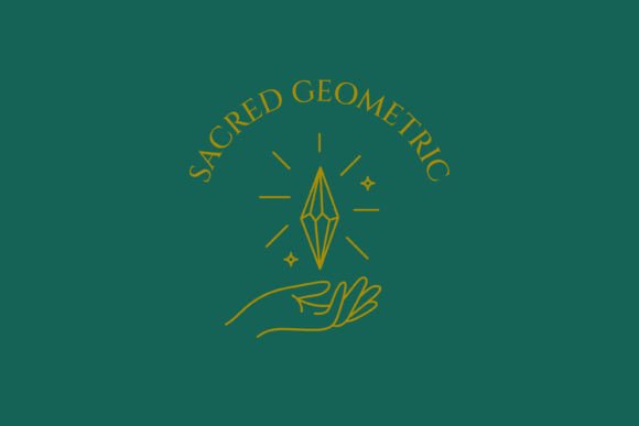 Quartz Crystal Hand Logo Linear Concept for Logo Templates and Graphics